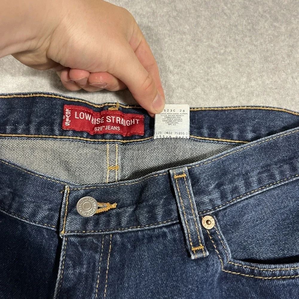 Vintage Levis Jeans Mens 38x30 Blue 529 Low Straight Dark Denim Cotton Y2K